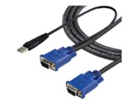 StarTech.com 15 ft 2-in-1 Ultra Thin USB KVM Cable - Video / USB kaapeli - USB, HD-15 (VGA) (uros) to HD-15 (VGA) (uros) - 4.57 m - musta malleihin P/N: CAB831HDU, RACKCONS1908, SV1631DUSBUK, SV565DUTPU, SV565UTPUL, SV831DUSBUK