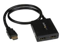 StarTech.com 4K HDMI Splitter 1 In 2 Out - 4K 30Hz HDMI 1.4 2 Port Video Splitter Box -with high speed HDMI cable, USB power cable - Black (ST122HD4KU) - Video/audio jakaja - 2 x HDMI - työpöytä malleihin P/N: ST121SHD50, SVA5M3NEUA
