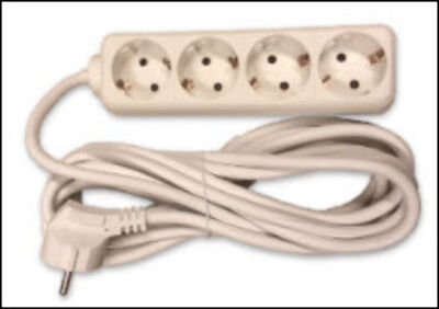 Indoor extension cord 4-way 5m white
