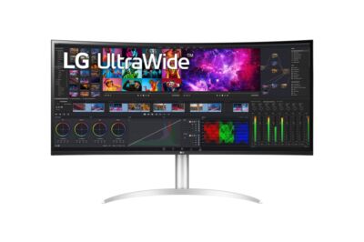 LG UltraWide 40WP95CP-W - LED-näyttö - kaareva - 40" (39.7" katseltava) - 5120 x 2160 5K2K UltraWide @ 72 Hz - Nano IPS - 300 cd/m² - 1000:1 - HDR10 - 5 ms - 2xHDMI, DisplayPort, USB-C, Thunderbolt 4 - kaiuttimet - pintakuvioitu musta, textured white, metalic silver