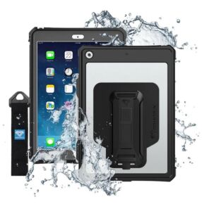 Armor-X - Suojaava vedenkestävä kotelo tabletille - IP68, näppäimistöliitäntä, kynäteline, käsihihna, jalusta ja X-kiinnike malleihin Apple 10.2-inch iPad (7. sukupolvi, 8. sukupolvi, 9. sukupolvi)