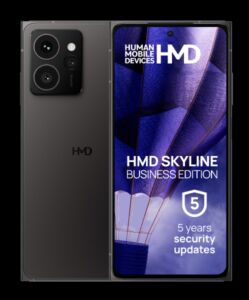 HMD Skyline - Business Edition - 5G älypuhelin - Kaksois-SIM - RAM 8 Gt / sisäinen muisti 256 Gt - microSD slot - pOLED-näyttö - 6.55" - 2400 x 1080 pikseliä (144 Hz) - 3 takakameraa 108 MP, 13 MP, 50 MP - front camera 50 MP - kierretty musta