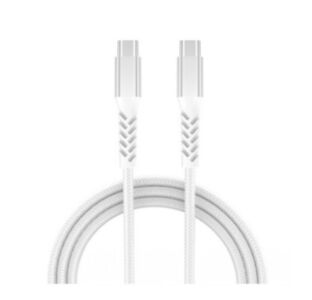 GRATEQ PRO - USB-kaapeli - 24 pin USB-C (uros) to 24 pin USB-C (uros) - 5 A - 1.5 m - USB-virransyöttö (240 W), punottu kaapeli - valkoinen