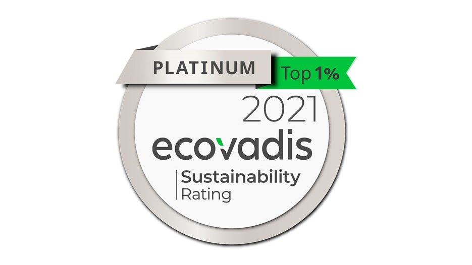 Logo Ecovadis 2021 Platinum Top 1 %.