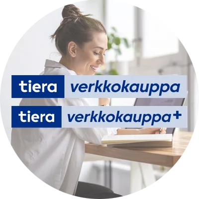 Tiera Verkkokauppa ja Tiera Verkkokauppa plus logot.